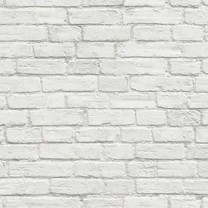 Vintage White Faux Brick Peel and Stick Wallpaper