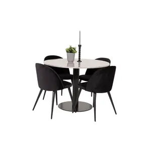 Withernsea Dining Set with 4 Chairs Black / White