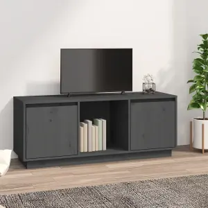 Berkfield TV Cabinet Grey 110.5x35x44 cm Solid Wood Pine