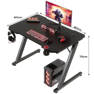 Ergonomic Gaming Computer Desk Black / 75cm H x 80cm W x 55cm D