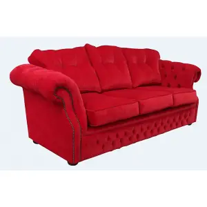 Chesterfield 3 Seater Rouge Red Fabric Sofa Settee Bespoke In Era Style