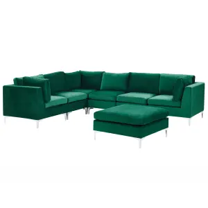 Corner Sofa with Ottoman EVJA Green Velvet Right Hand