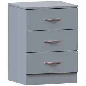 Maybery 3 - Drawer Bedside Table Nightstand Grey