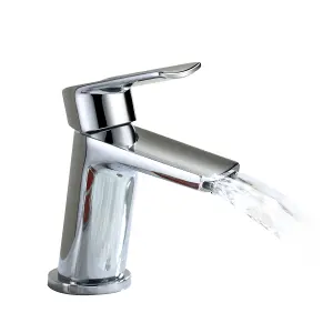 Nes Home Centa Bathroom Waterfall Single Lever Deck Mounted Basin Mixer Tap + Basin Waste