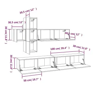 Berkfield 7 Piece TV Cabinet Set Grey Sonoma Engineered Wood