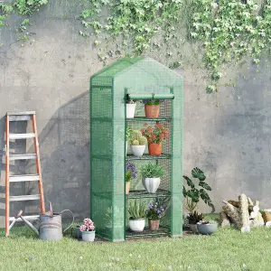 Outsunny Mini Greenhouse 4-Tier Portable Plant House Shed w/ PE Cover, Green