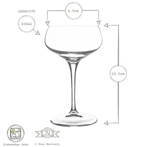 Bormioli Rocco - Bartender Novecento Cocktail Glasses - 250ml - Pack of 6