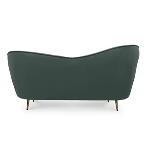 2 Seater Loveseat Small Sofa in Velvet Bottle Green