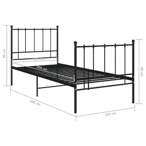 Berkfield Bed Frame Black Metal 100x200 cm