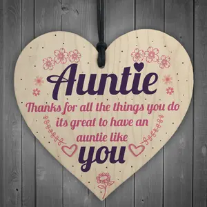 Red Ocean Aunties Like YOU Auntie Present Shabby Chic Wooden Hanging Heart Aunt Sign Friendship Love Gift