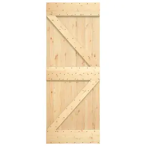 Berkfield Sliding Door with Hardware Set 80x210 cm Solid Wood Pine