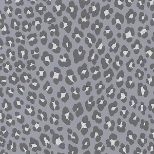 Galerie Escape Grey, Silver, Black Leopard Print Smooth Wallpaper