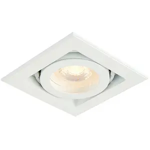 Single Square Adjustable Head Ceiling Spotlight White GU10 50W Box Downlight