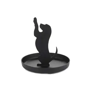 Black Puppy Dog Labrador Sitting Pose Ring Trinket Tray Bowl