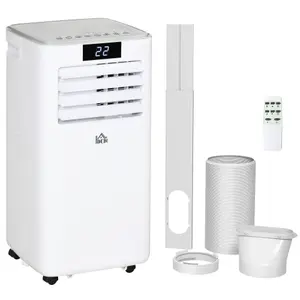 HOMCOM 10000 BTU Mobile Air Conditioner Indoor Portable AC Unit w/ RC, White