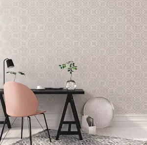 Galerie Metallic Fx Rose Gold Metallic Geometric Textured Wallpaper