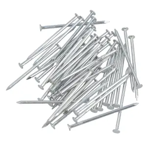 2mm x 60mm Round Headed Wire nails For Concrete Brick Wood 90pc Zinc Plated