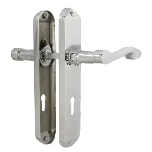 Cadenza Door Handles on Backplate Chrome Scroll Sash Lock Set