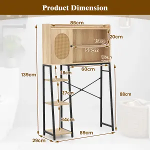 COSTWAY Over The Toilet Storage Cabinet w/Anti-tipping Devices Bathroom Organizer Shelves Toilet Rack