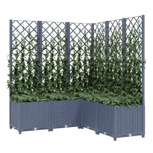 Berkfield Garden Planter with Trellis Dark Grey 120x120x136 cm PP