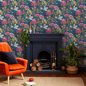 Envy Paradiso Deep Navy Floral Wallpaper