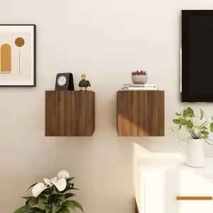 Berkfield Wall Mounted TV Cabinet 2 pcs Brown Oak 30.5x30x30 cm