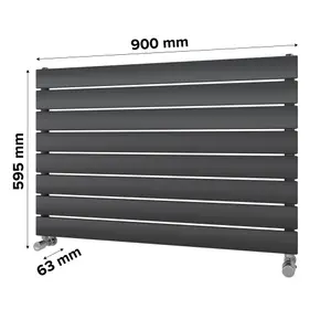 Ximax Vertirad HWH1195600A Anthracite Gas Horizontal Designer panel Radiator, (W)900mm x (H)595mm