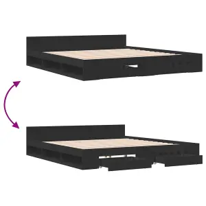 Berkfield Bed Frame with Drawers without Mattress Black 200x200 cm