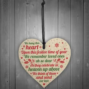 Red Ocean Memorial Heart Plaque For Mum Nan Dad Grandad Christmas Tree Ornament Decoration