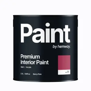 Hemway Interior Paint Matt Acrylic Berry Pink 2.5L Tin Durable Emulsion Walls Ceilings Kitchen Bathroom All Rooms