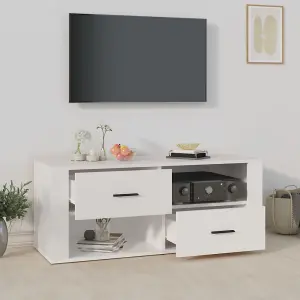 Berkfield TV Cabinet White 100x35x40 cm Engineered Wood