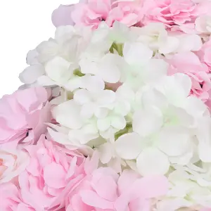 Artificial Flower Wall Backdrop Panel, 60cm x 40cm, White & Dusty Rose