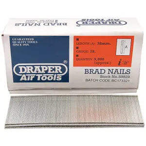 Draper Brad Nails, 38mm (Pack of 5000) 59829