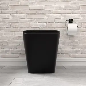 Nes Home Rimless Square Back To Wall Toilet Pan & Soft Close Seat Matte Black