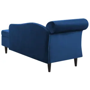 Left Hand Velvet Chaise Lounge Navy Blue LUIRO