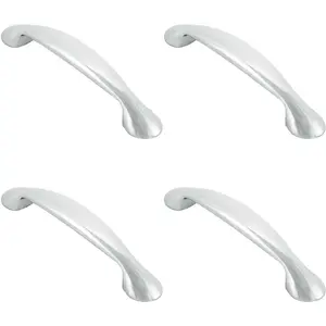 4x Flared Cabinet Pull Handle 165.5 x 23mm 128mm Fixing Centres Chrome