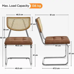 Yaheetech 2PCS Retro Brown Dining Chairs with Mesh Rattan Back