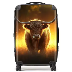 Highland Cow Sunset Suitcase - Medium