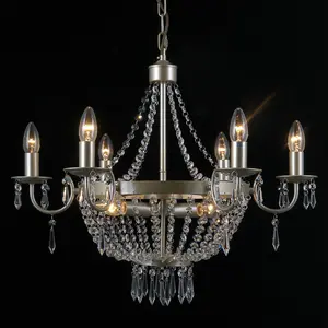 Luminosa Hanging Pendant Champagne 9 Light  with Crystal Glass Shade, E14