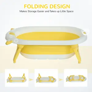 HOMCOM Foldable Baby Bath Tub Ergonomic with Temperature-Induced Water Plug