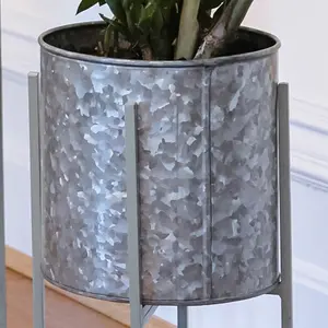 Set of 2 Freestanding Galvanised Indoor Outdoor Garden Planters