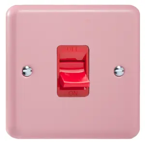 Varilight 45A Cooker Switch (Single Plate, Red Rocker) Rose Pink