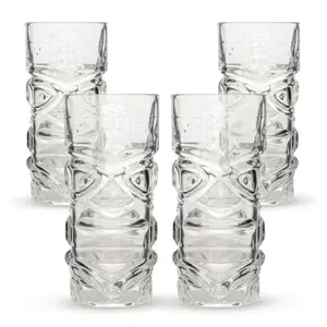 Bar Bespoke Set of 4 Tiki Glasses 450ml Clear