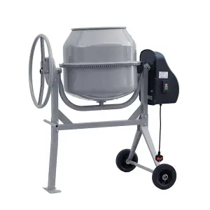 450W 220V Cement Mixer 120 L Electric Portable Cement Concrete Mixer with Wheels,Grey