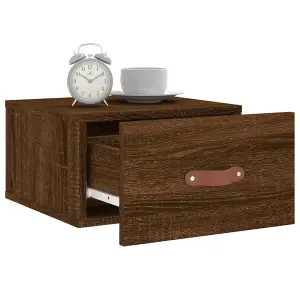 Berkfield Wall-mounted Bedside Cabinet Brown Oak 35x35x20 cm