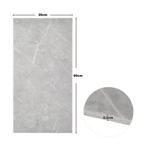 Monet Gray PVC 10 Pack Self-Adhesive Waterproof Easy Peel-and-Stick Installation Marble Tile Stickers 60x30cm