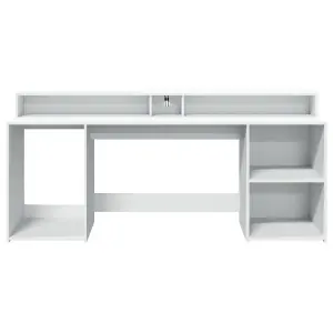 Berkfield Desk with LED Lights White 200x55x91 cm Engineered Wood