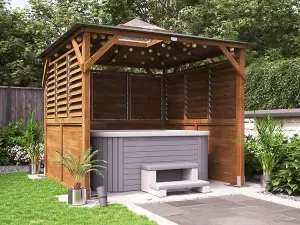 Dunster House Wooden Gazebo 2.5m x 2.5m Erin Half Height Solid Wall Half Louvre