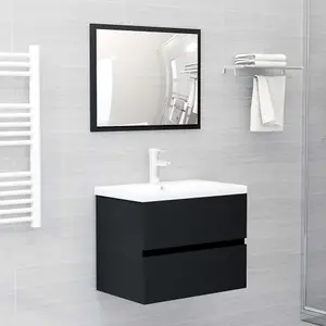 Berkfield Sink Cabinet Black 60x38.5x45 cm Engineered Wood