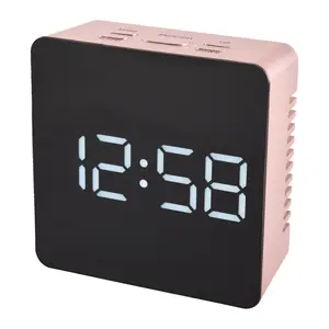 Digital Mirror Electric Alarm Tabletop Clock Rose Gold